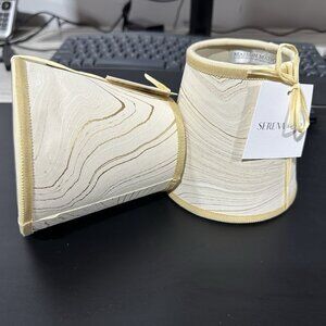 Serena & Lily x Maison Maison Poldina Marbleized Small Shade-Ivory Beige/Gold